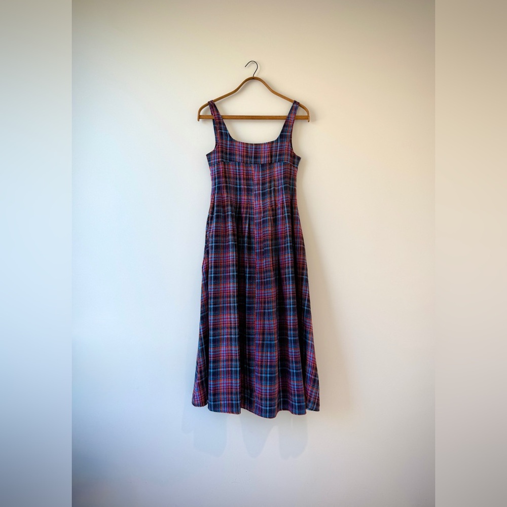 NWOT Laura Daisy Irish Cotton Flannel Tank Circle Pocketed Midi Grunge Dress - Picture 3 of 13